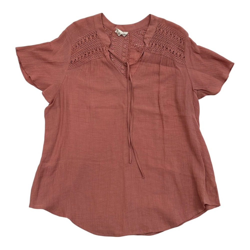 Perch by Blu Pepper Dusty Rose Crochet Blouse Size XXL